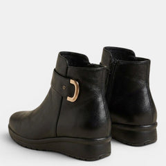Dorrie Side-Zip Buckle Strap Ankle Boots