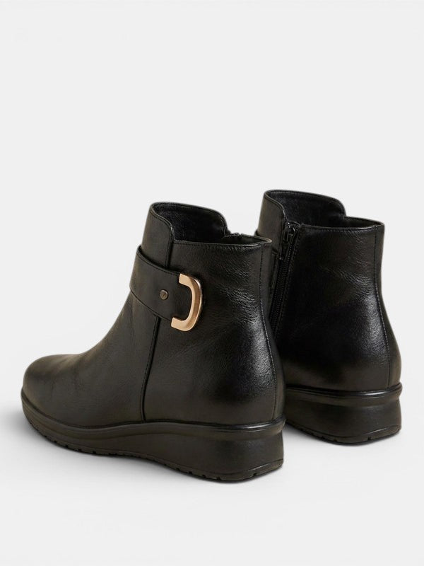 Dorrie Side-Zip Buckle Strap Ankle Boots