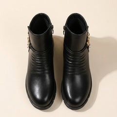 Zinnia Ruched Jewel-Chain Wedge Ankle Boots