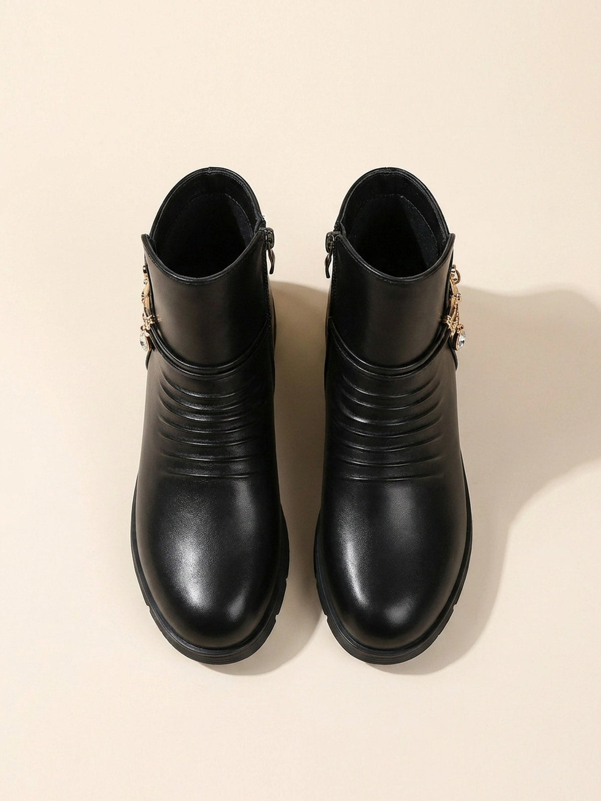 Zinnia Ruched Jewel-Chain Wedge Ankle Boots
