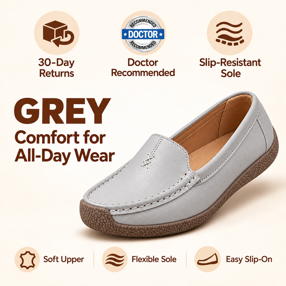 Beverly comfort loafers in Gray