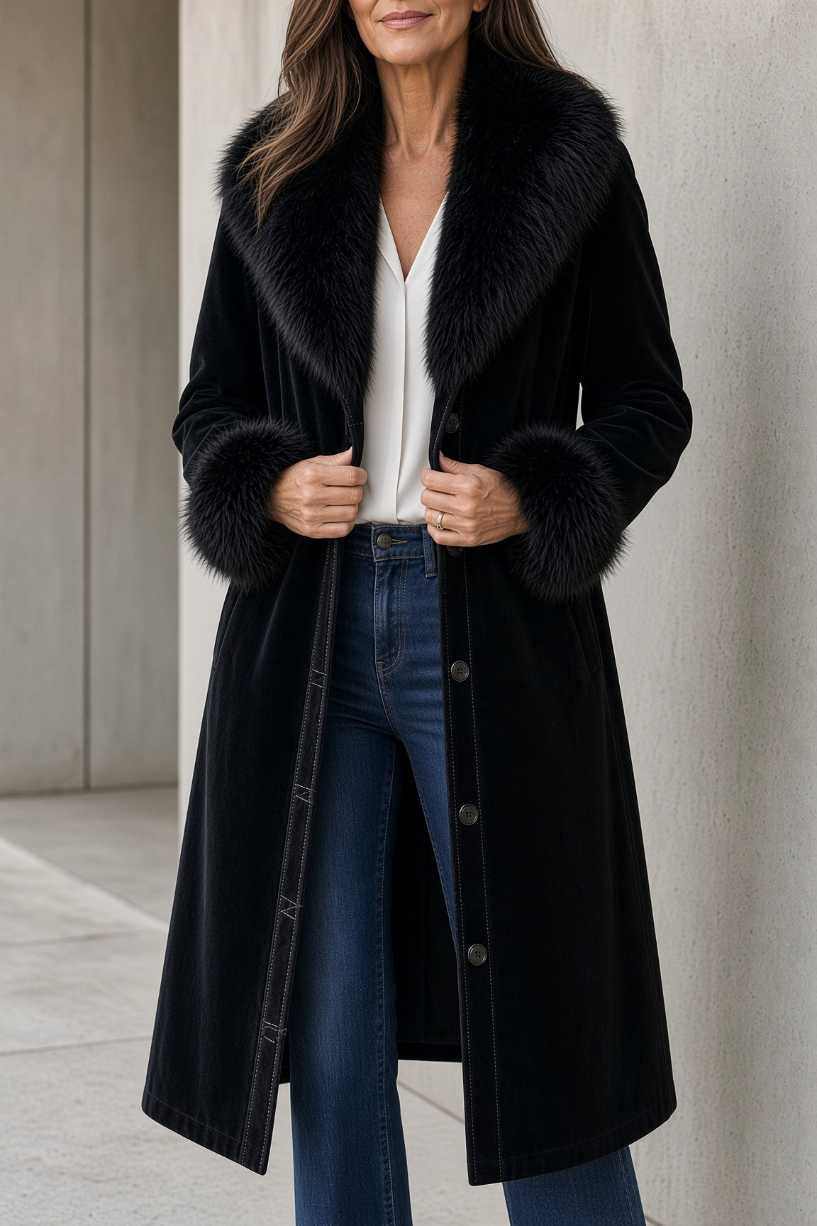 Jillian long coat in Black