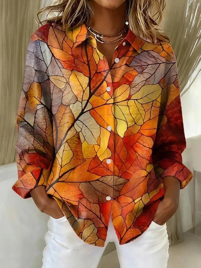 Benita | Botanical Print Button-Up Blouse