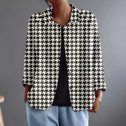 Hyacintha | Houndstooth Button-Front Blouse