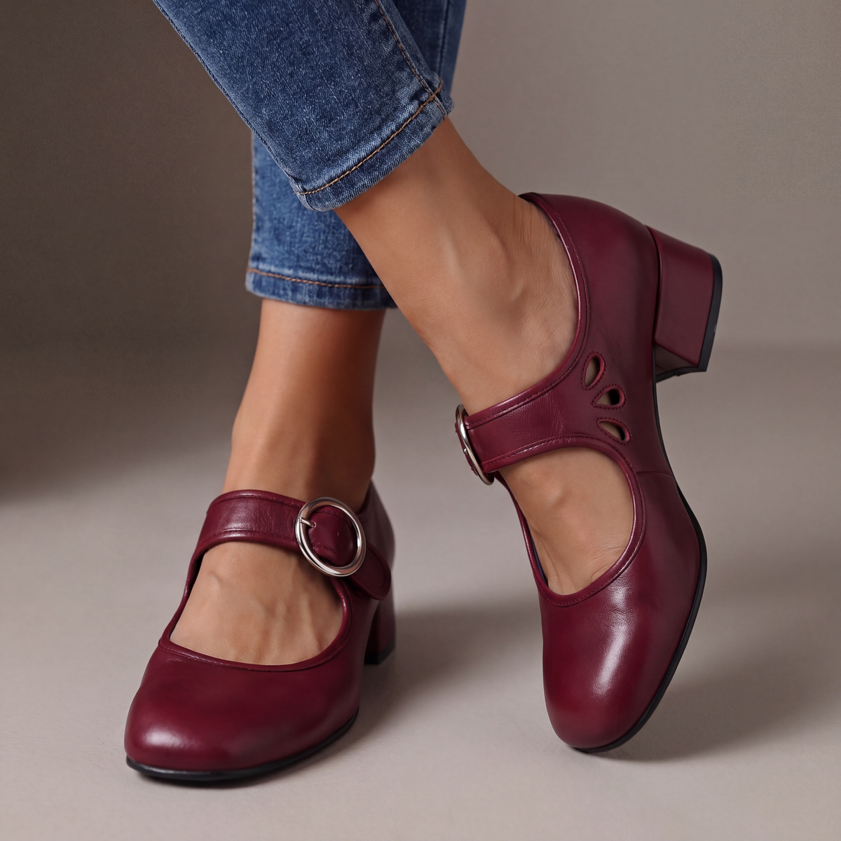 Fiorella Comfort Mary Janes in Red