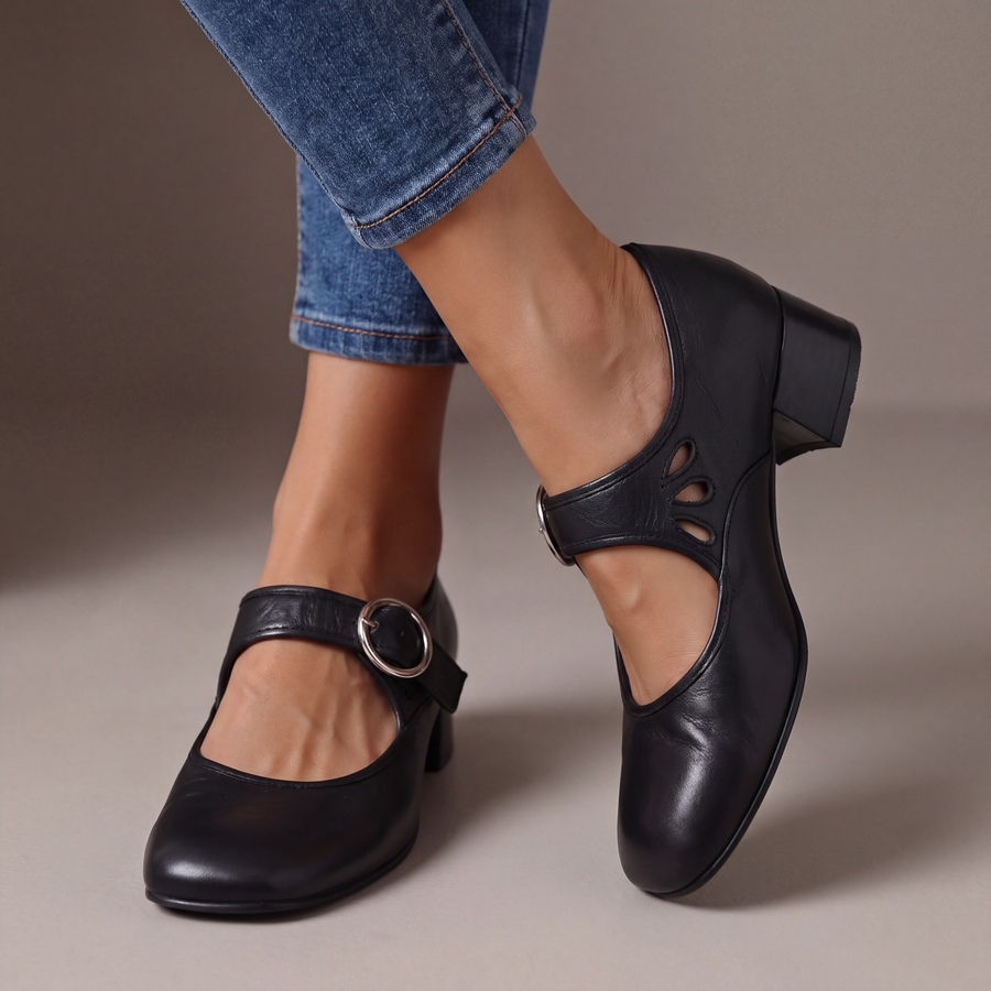 Fiorella Comfort Mary Janes in Black