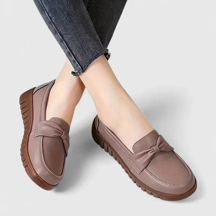 Lorraine crossover comfort wedge loafers in Brown