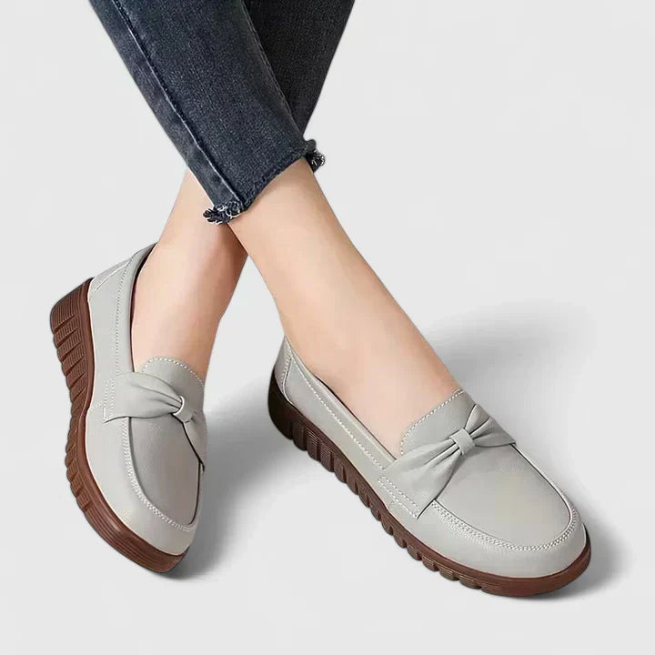 Lorraine crossover comfort wedge loafers in Gray