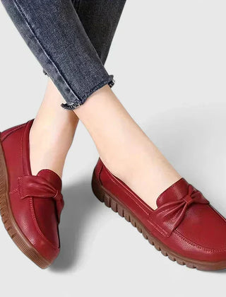 Lorraine crossover comfort wedge loafers in Red