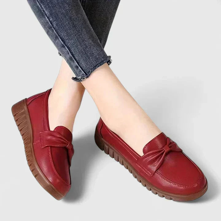 Lorraine crossover comfort wedge loafers in Red