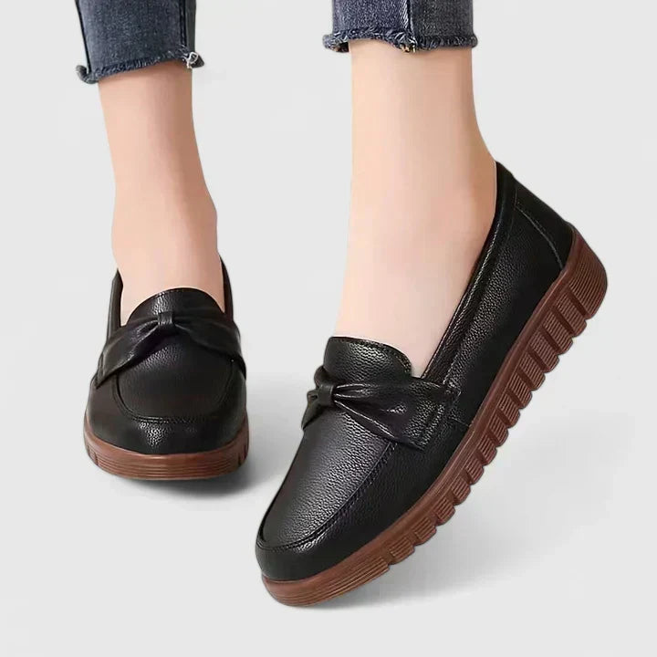 Lorraine crossover comfort wedge loafers in Black