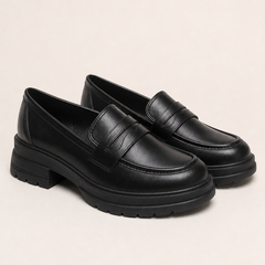 Patricia soft platform slip-on loafers in Black