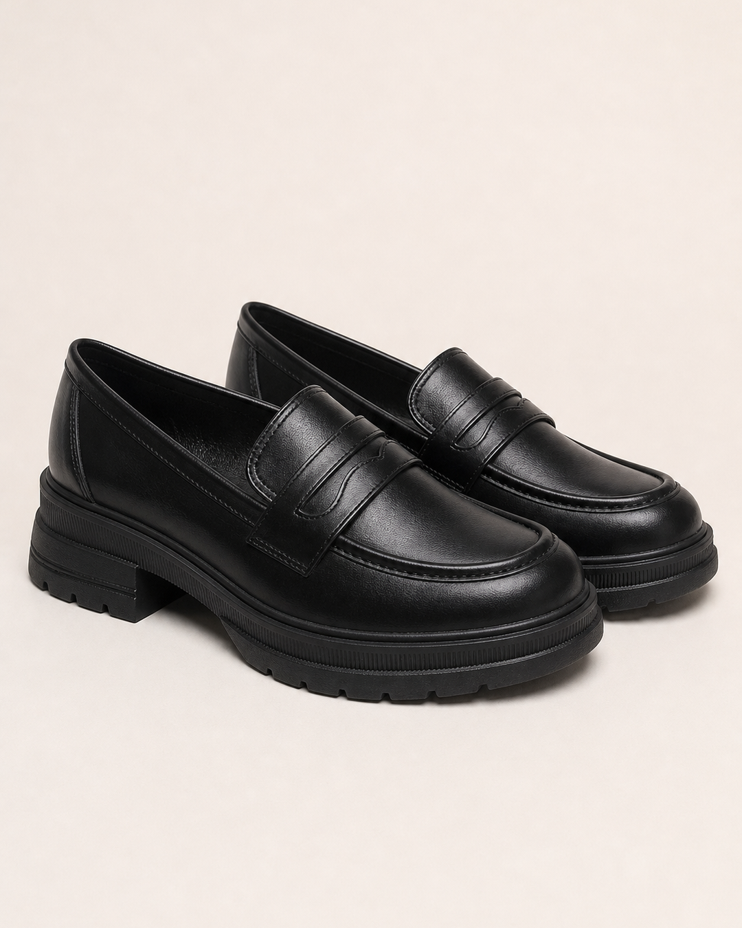 Patricia soft platform slip-on loafers in Black