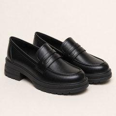 Patricia soft platform slip-on loafers in Black Suede