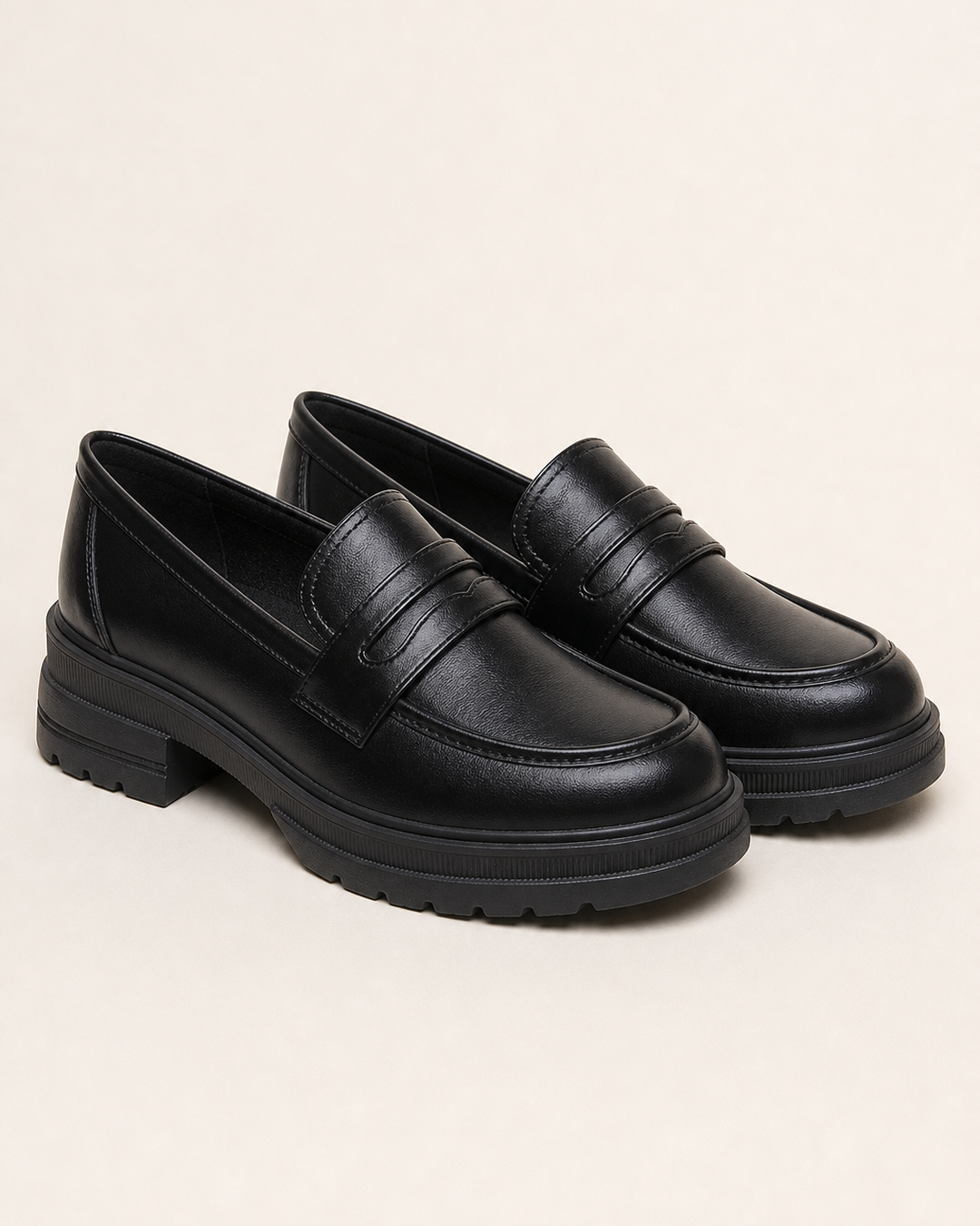 Patricia soft platform slip-on loafers in Black Suede