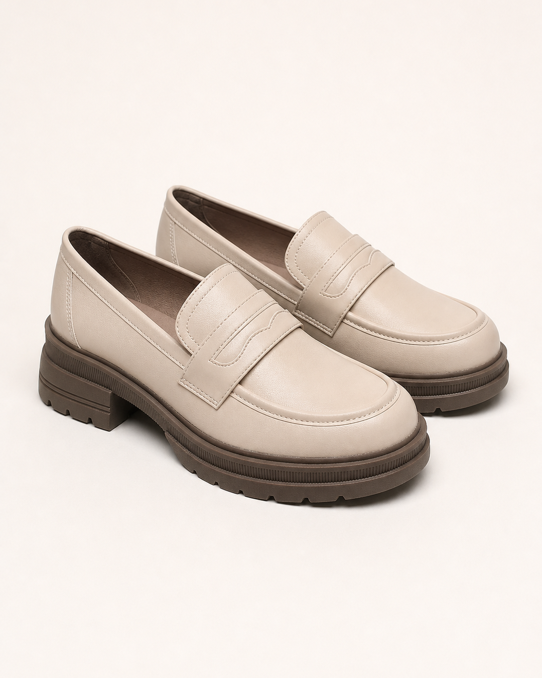 Patricia soft platform slip-on loafers in Apricot