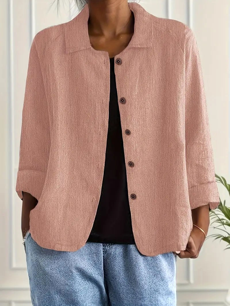 Zenaide | Clay Pink Button-Front Blouse