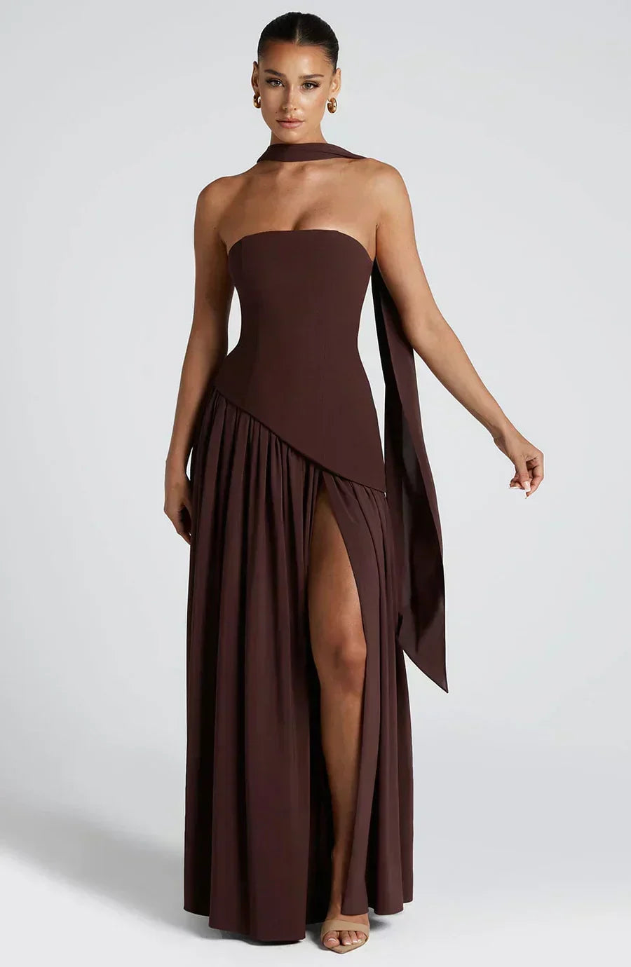 Eula dress in Brown Purple