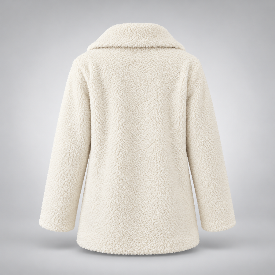Monica Cozy Leopard Accent Teddy Coat, back view