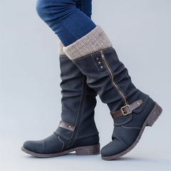 Eowyn Elegant Supportive Buckle Boots in Black