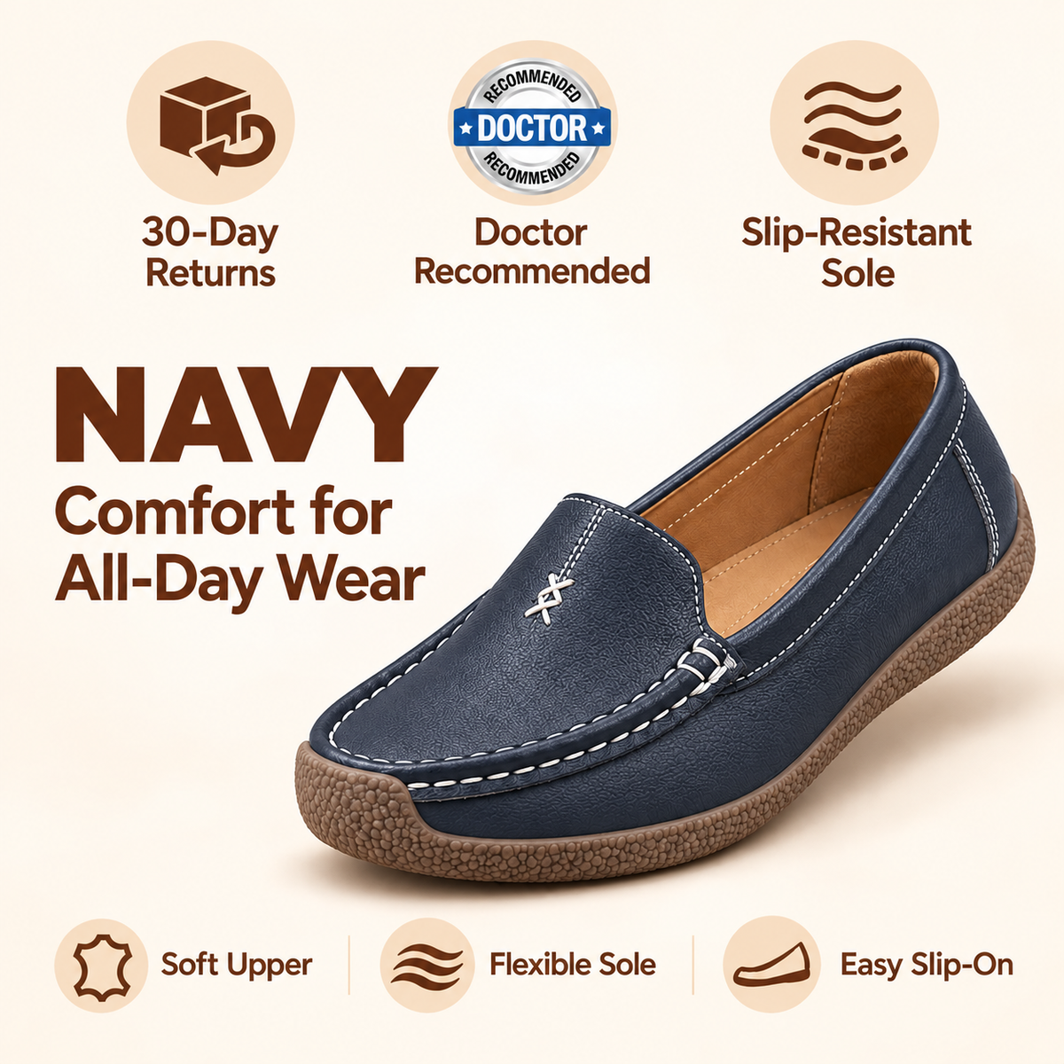 Beverly comfort loafers in Navy