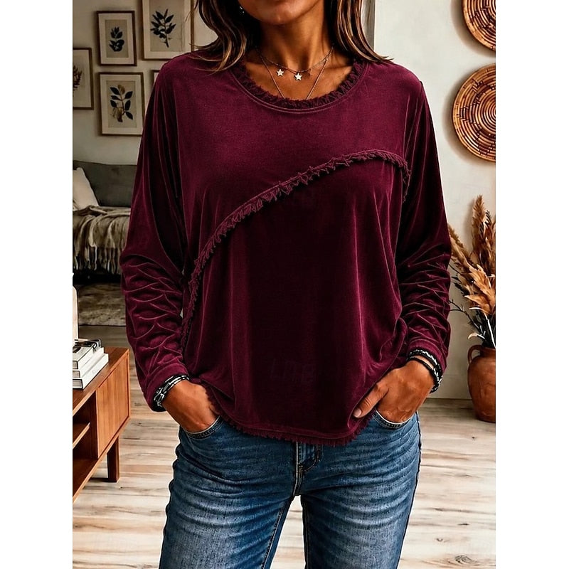 Bethany | Fringe Trim Long Sleeve Tunic