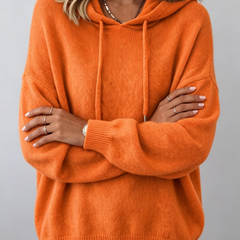 Noemi relaxed knit hoodie in Orange