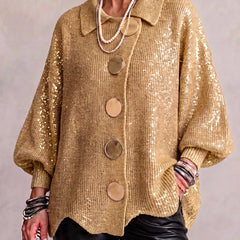Hildy oversized cozy cardigan in Gold