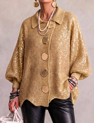 Hildy oversized cozy cardigan in Gold