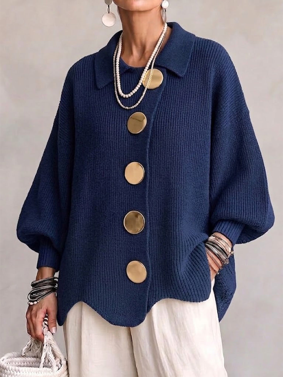 Hildy oversized cozy cardigan in Blue