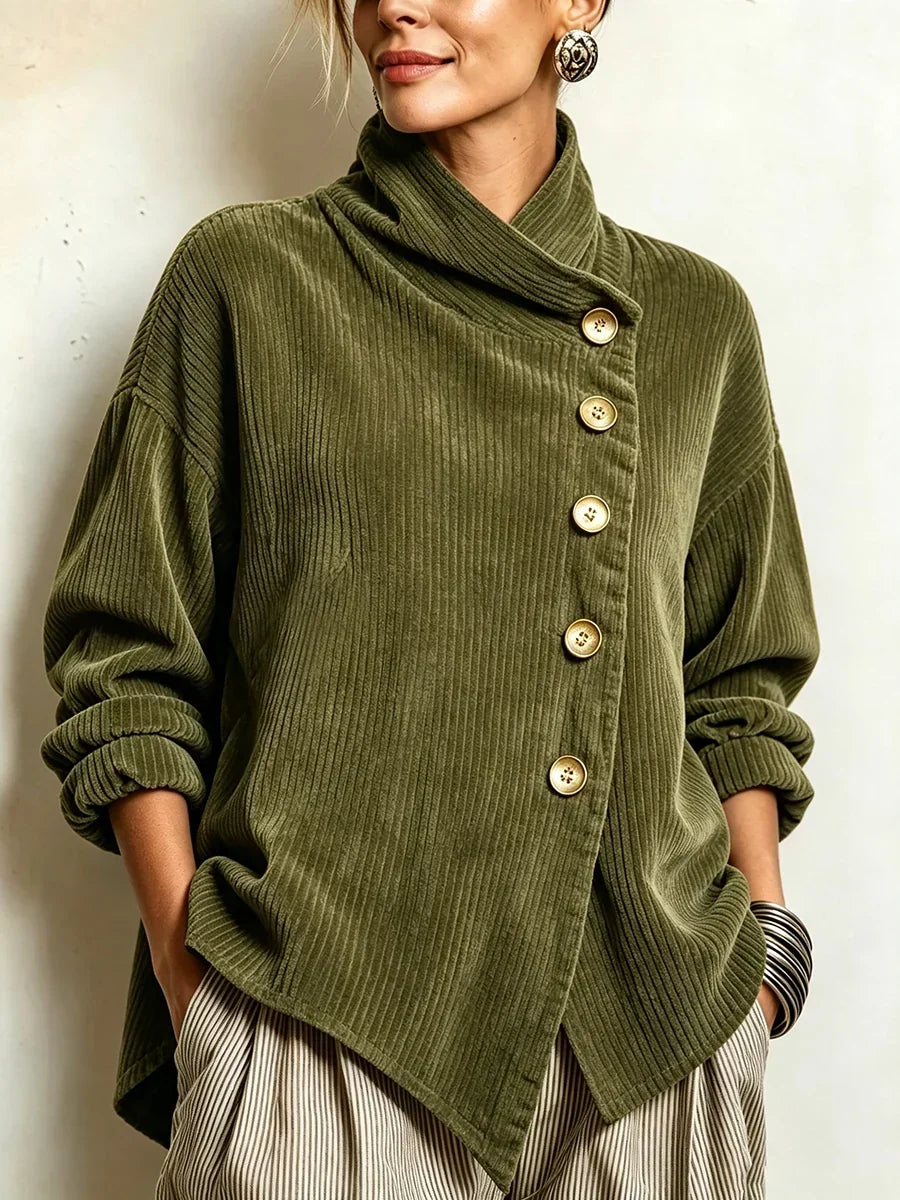 Gwyneth corduroy top in Olive Green