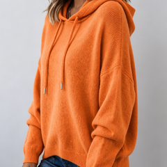 Noemi relaxed knit hoodie in Orange