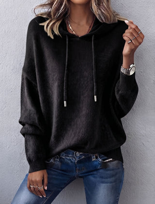 Noemi relaxed knit hoodie in Black