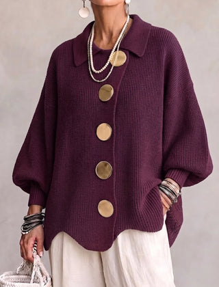 Hildy oversized cozy cardigan in Wine