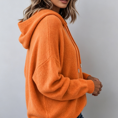 Noemi relaxed knit hoodie in Orange
