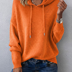 Noemi relaxed knit hoodie in Orange