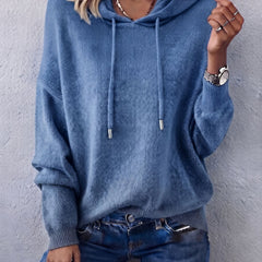 Noemi relaxed knit hoodie in Blue