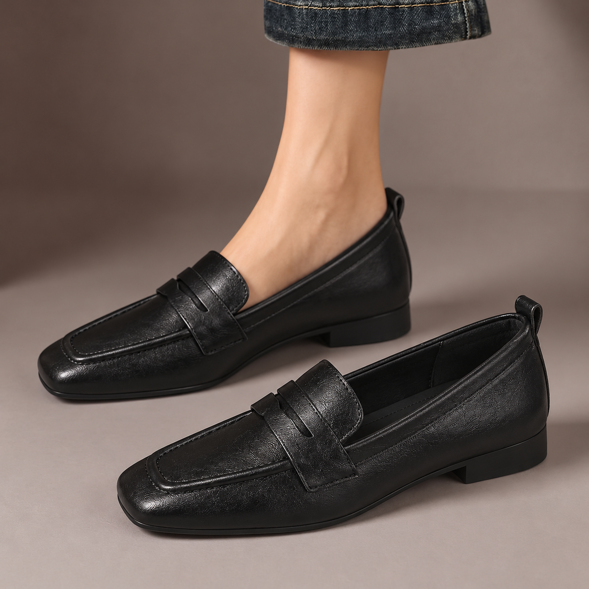 Roslyn Square-Toe Penny Loafers