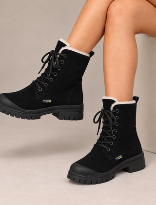 Maelys Lace-Up Snow Boots in Black