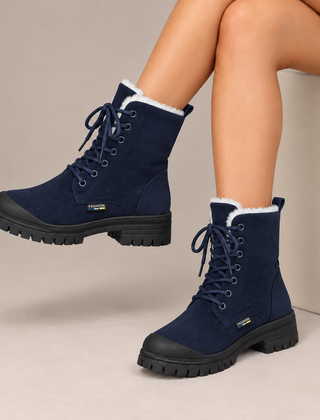 Maelys Lace-Up Snow Boots in Navy