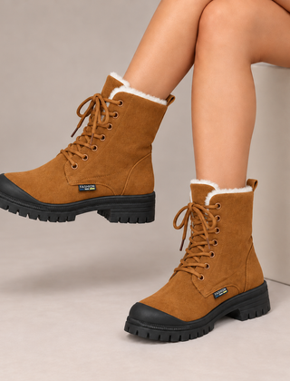 Maelys Lace-Up Snow Boots in Tan