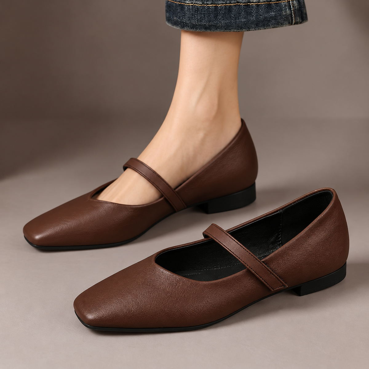 Mirabel Square-Toe Mary Jane Flats