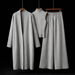 Leanne three-piece knit set in Gray