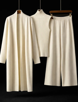 Leanne three-piece knit set in Ivory