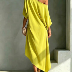 Mercedes | One-Shoulder Asymmetrical Midi Dress