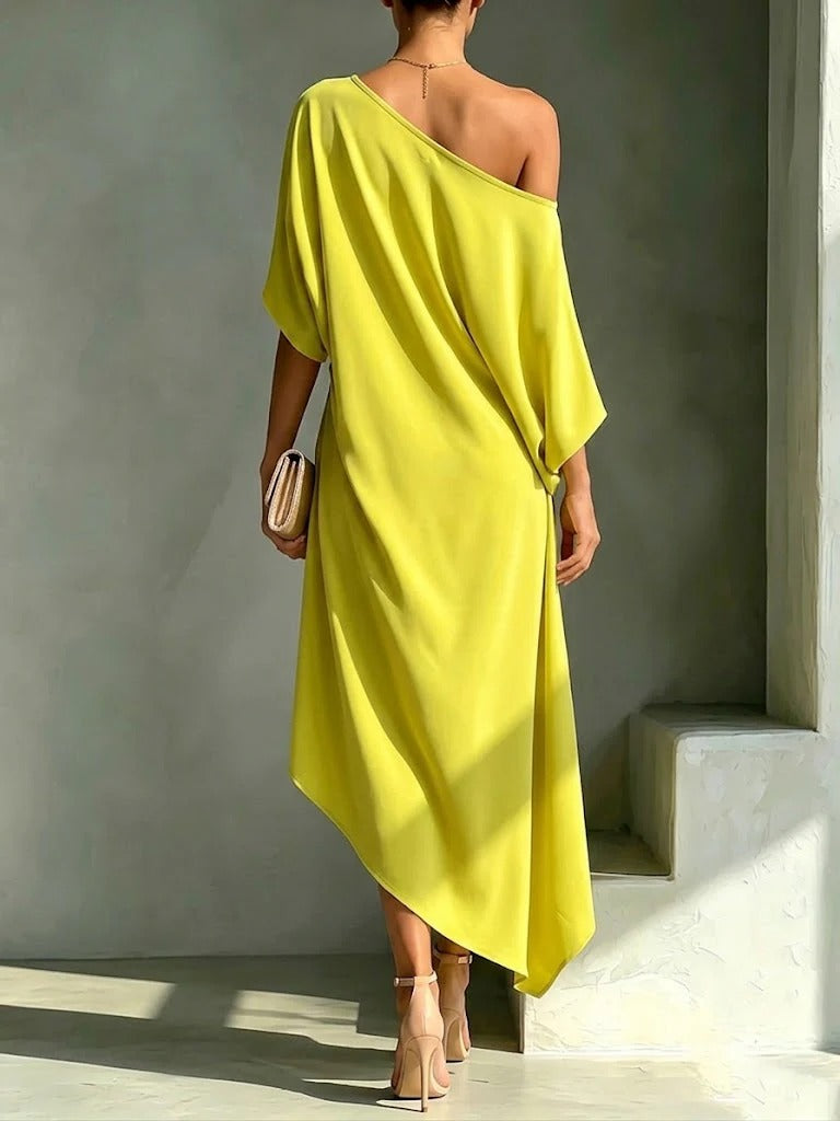 Mercedes | One-Shoulder Asymmetrical Midi Dress