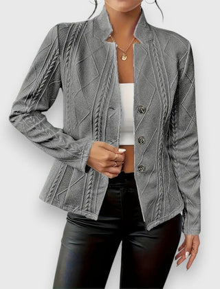 Vesper Textured Button-Front Cardigan in Gray