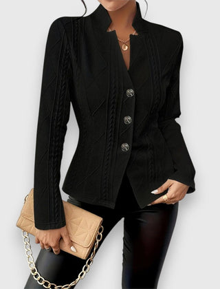 Vesper Textured Button-Front Cardigan in Black