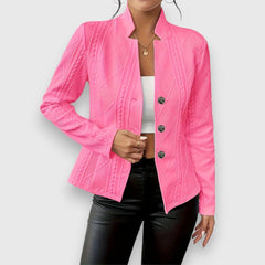 Vesper Textured Button-Front Cardigan in Pink