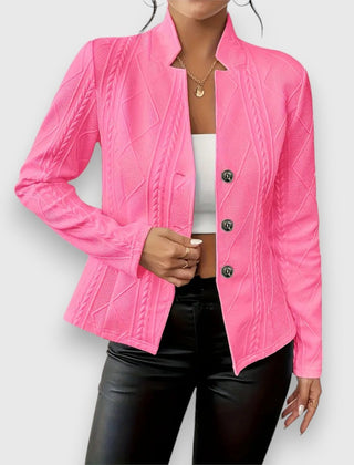 Vesper Textured Button-Front Cardigan in Pink